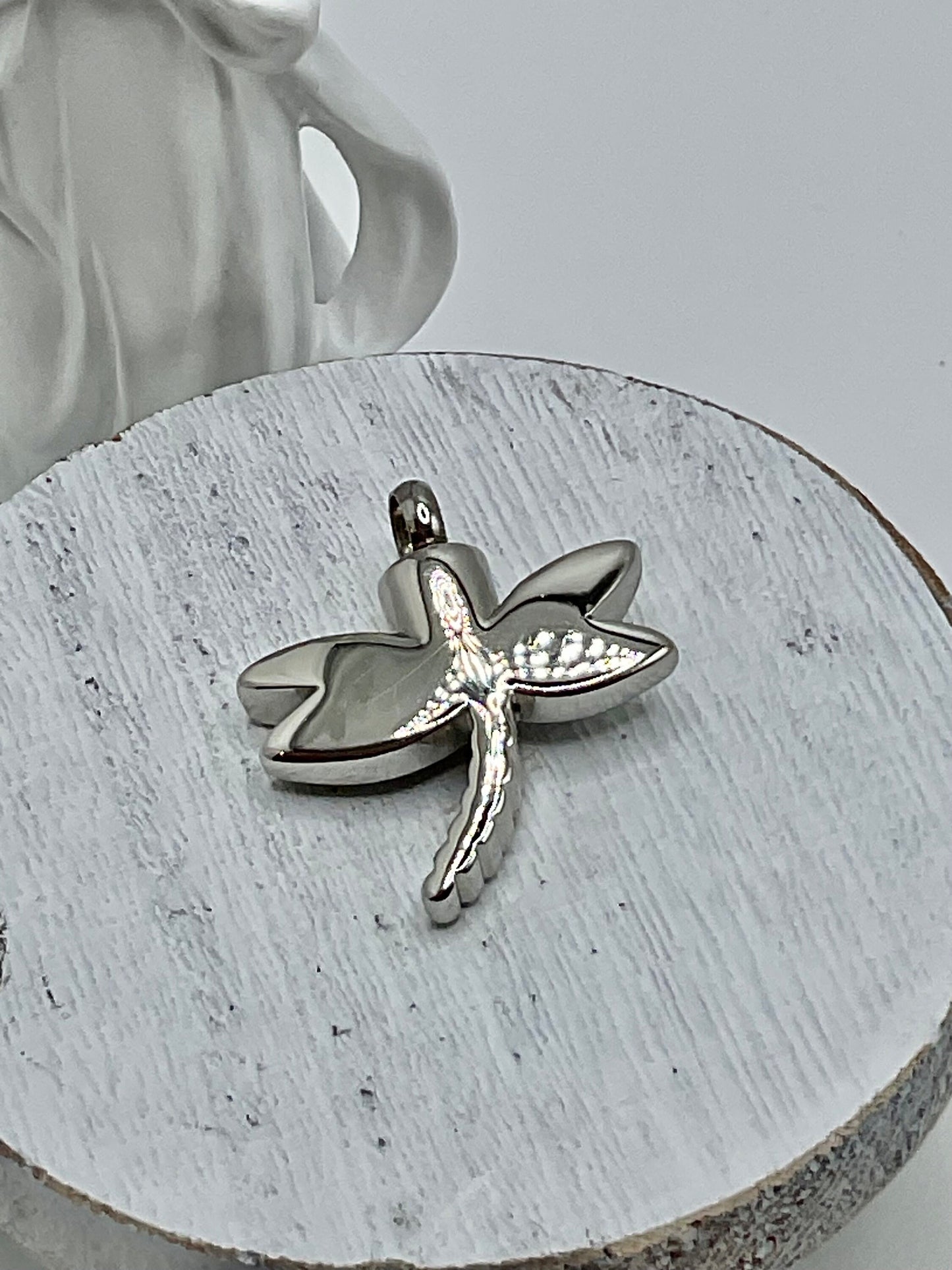 Silver Dragon Fly Ash Urn Necklace Charm Birthstone with Personalization for Male or Female Funeral Memorial