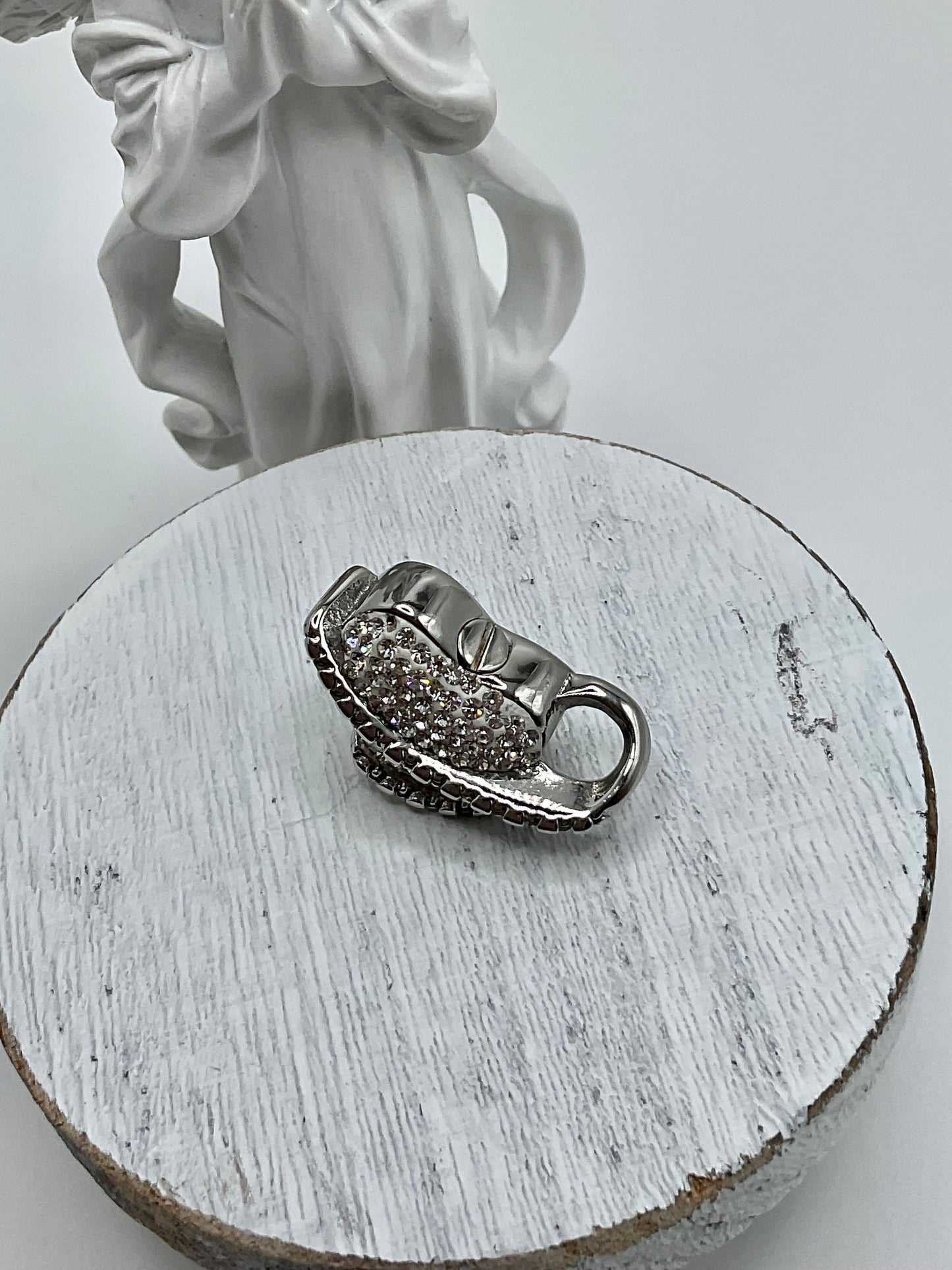 Silver Heart with Rhinestones Ash Urn Necklace Charm Birthstone with Personalization for Male or Female Funeral Memorial
