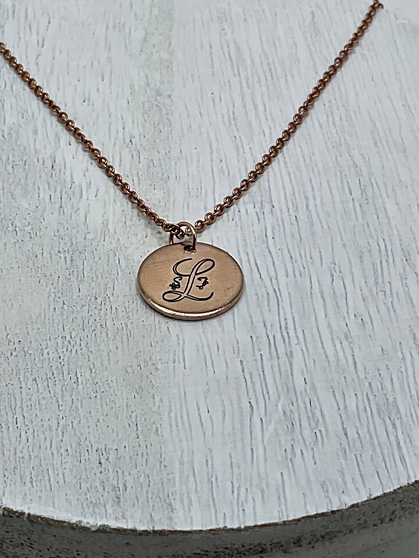 Monogrammed Personalized Rose Gold or Silver Jewelry Charm Necklace