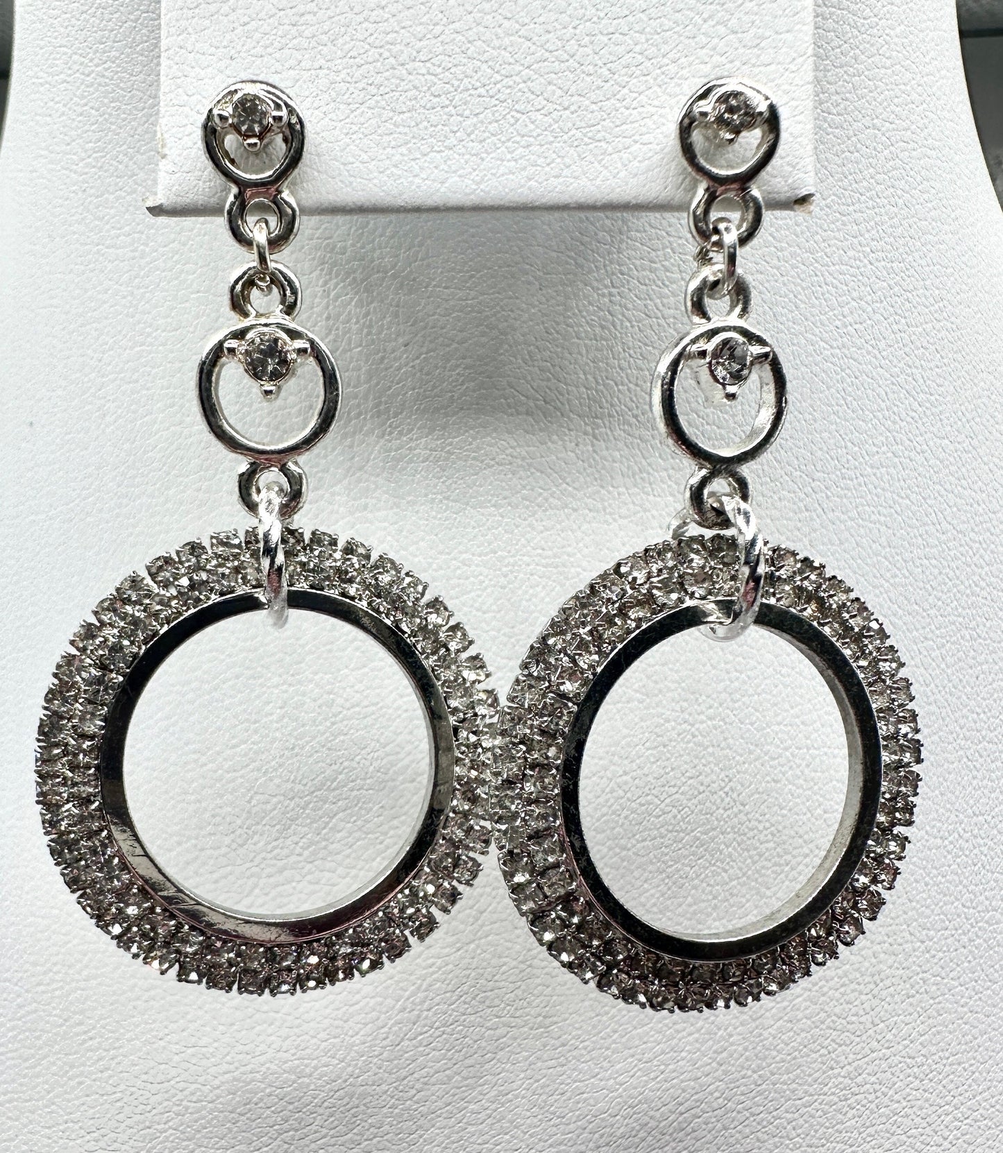 Silver Rhinestone Necklace and Earring Set