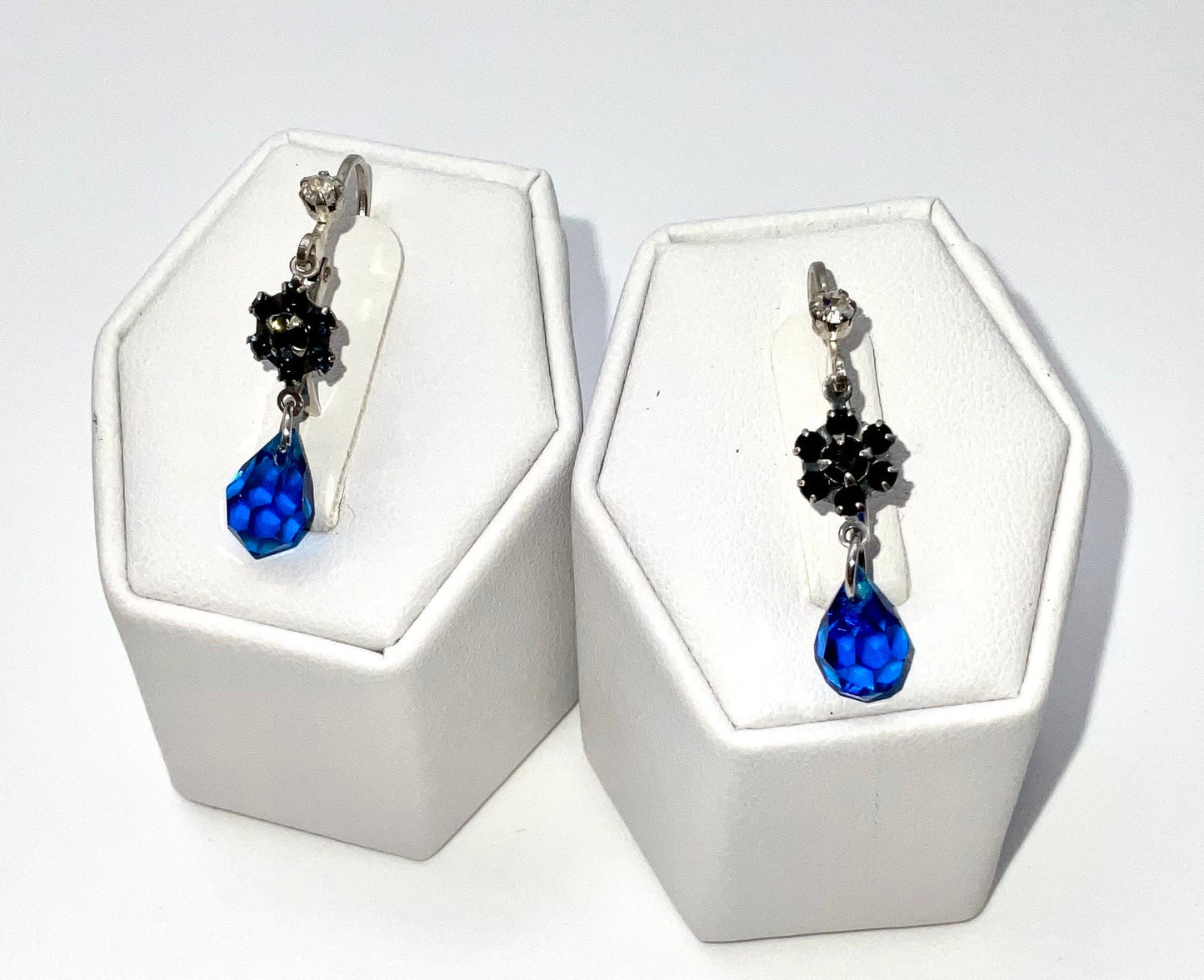 Silver Sapphire September Birthstone Swarovski Crystal Drop Dangle Earrings