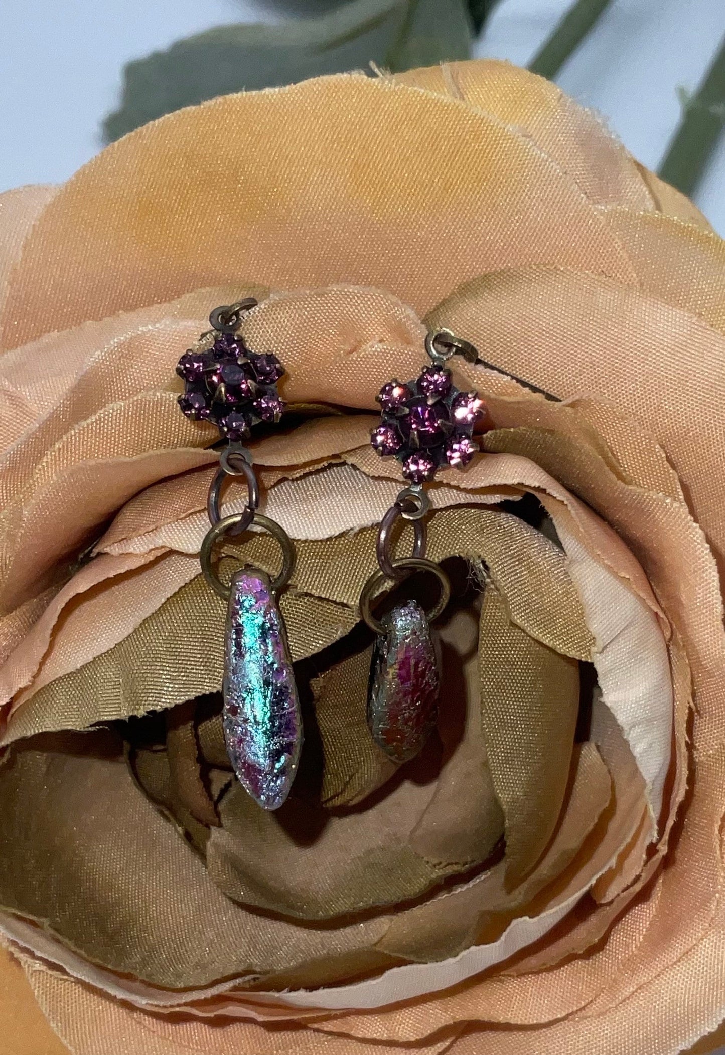 Rainbow Fire Polished Swarovski Crystal Drop Dangle Earrings