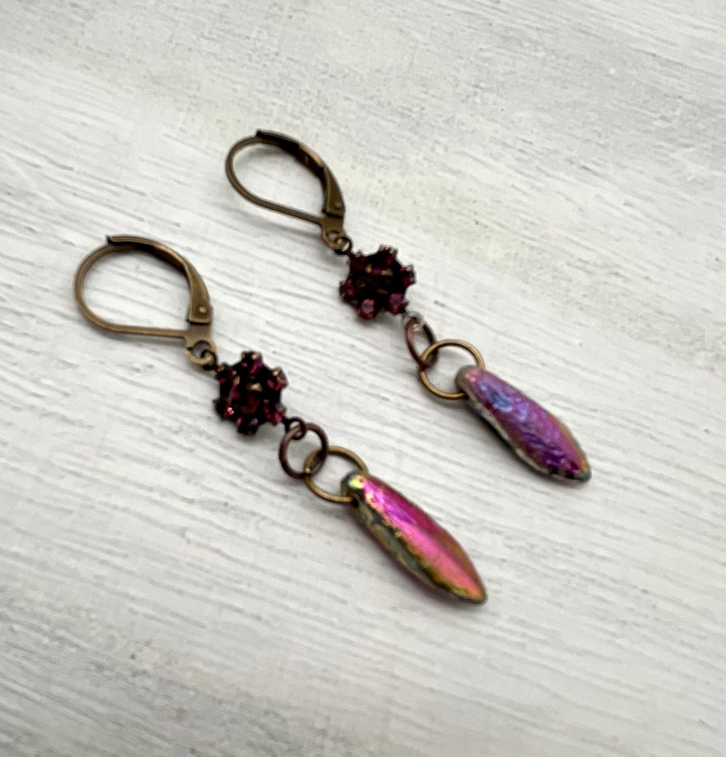 Rainbow Fire Polished Swarovski Crystal Drop Dangle Earrings