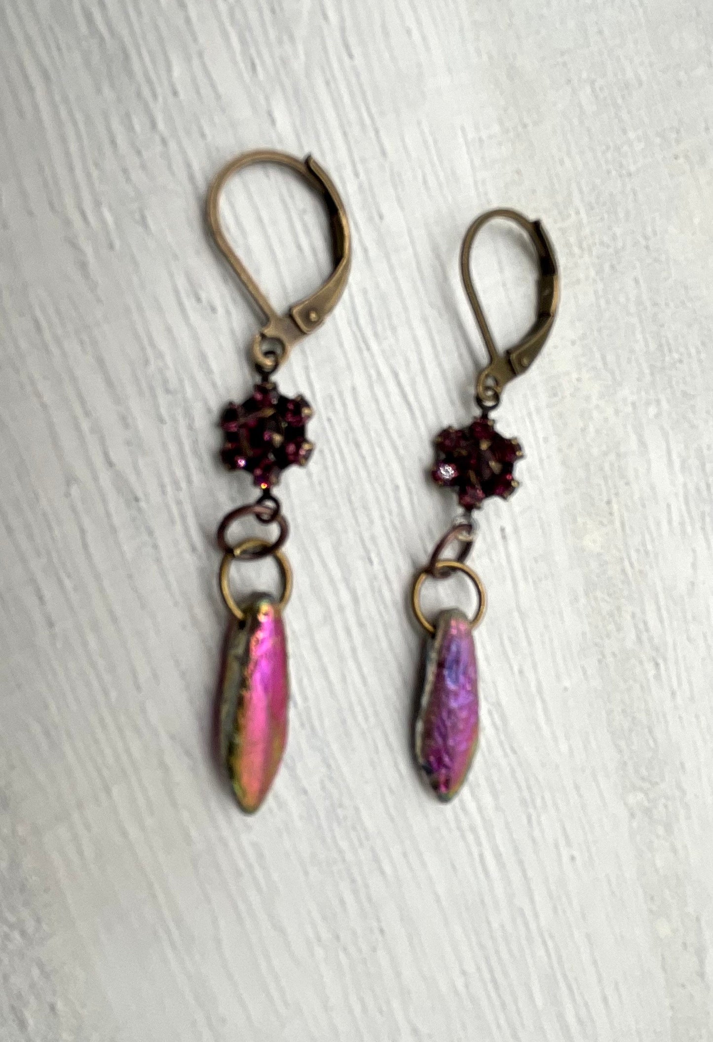 Rainbow Fire Polished Swarovski Crystal Drop Dangle Earrings
