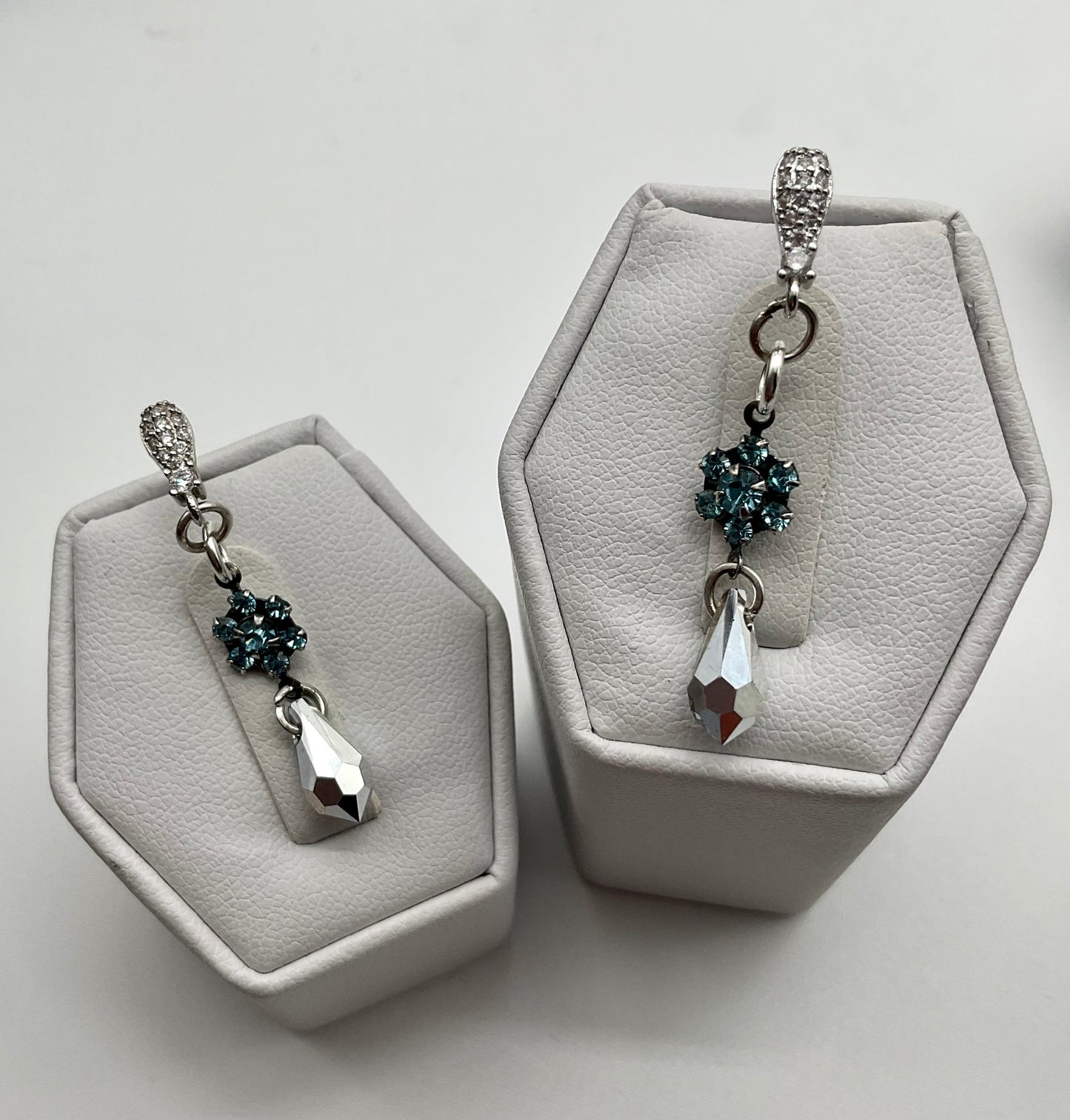 Blue Topaz Genuine Swarovski Crystal Drop Dangle Earrings