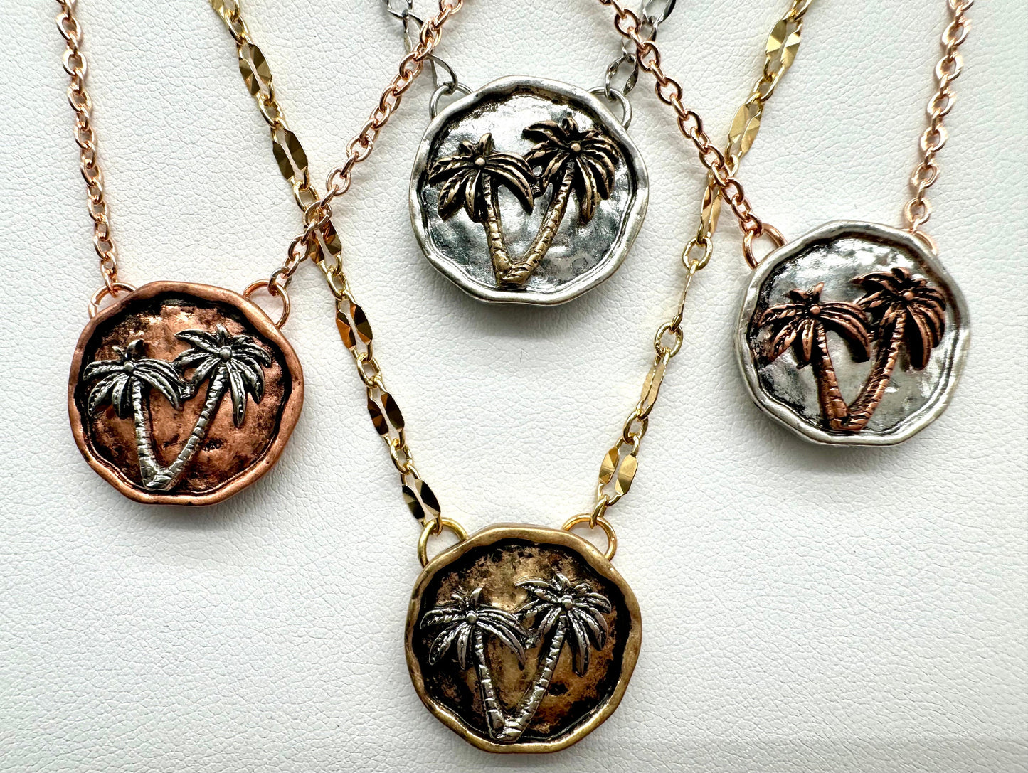 Palmetto Tree Palm Tree Tropical Style Necklace Gold, Silver, Rose Gold, or Silver with Rose Gold