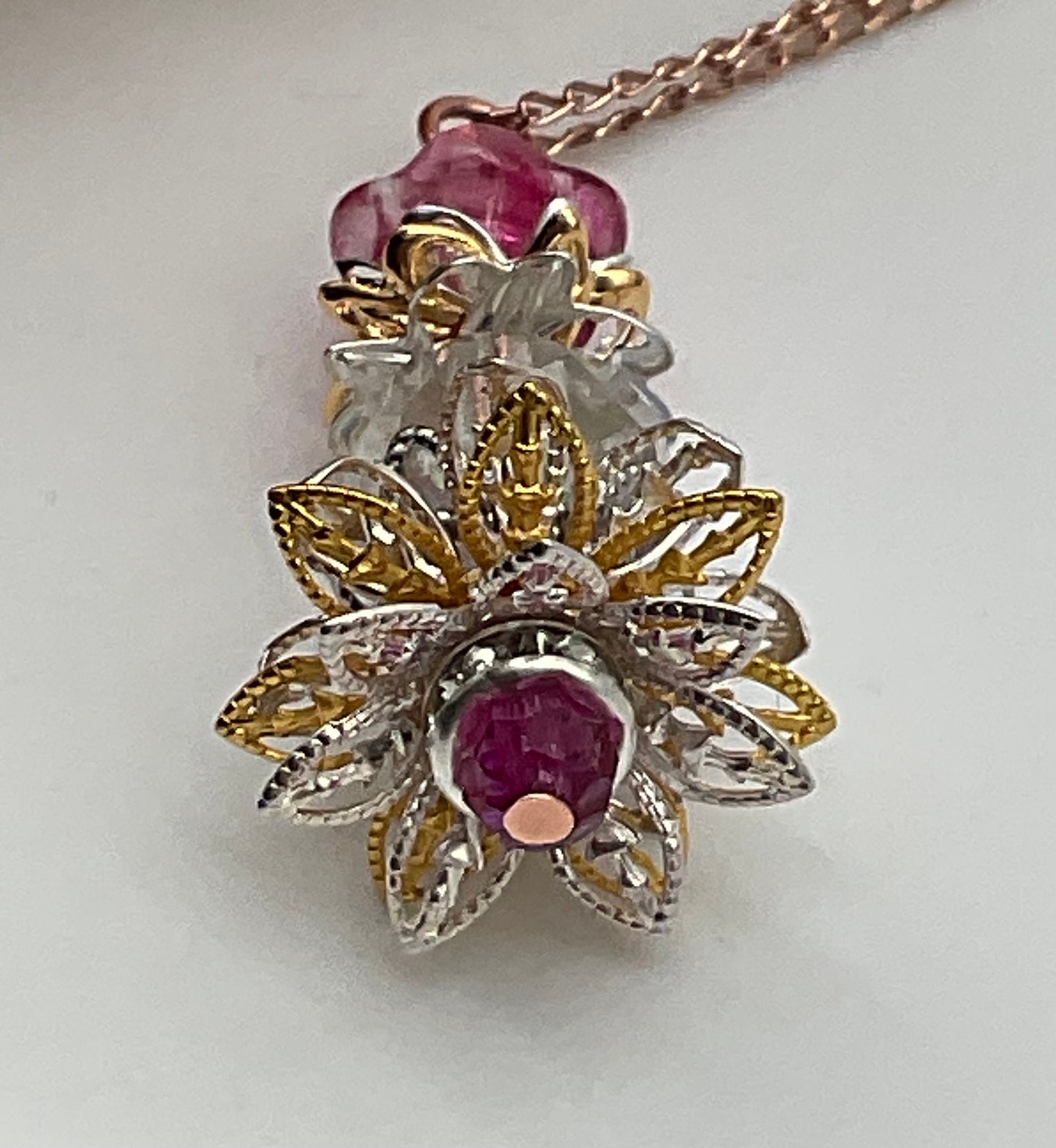 Pick - A - Pineapple Charleston Style Necklace Jewelry with Pink Accents