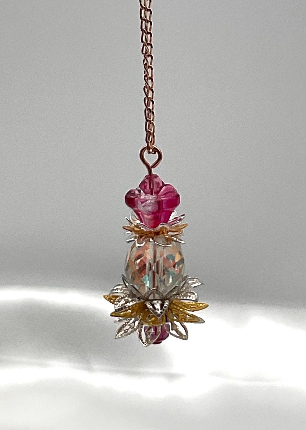 Pick - A - Pineapple Charleston Style Necklace Jewelry with Pink Accents