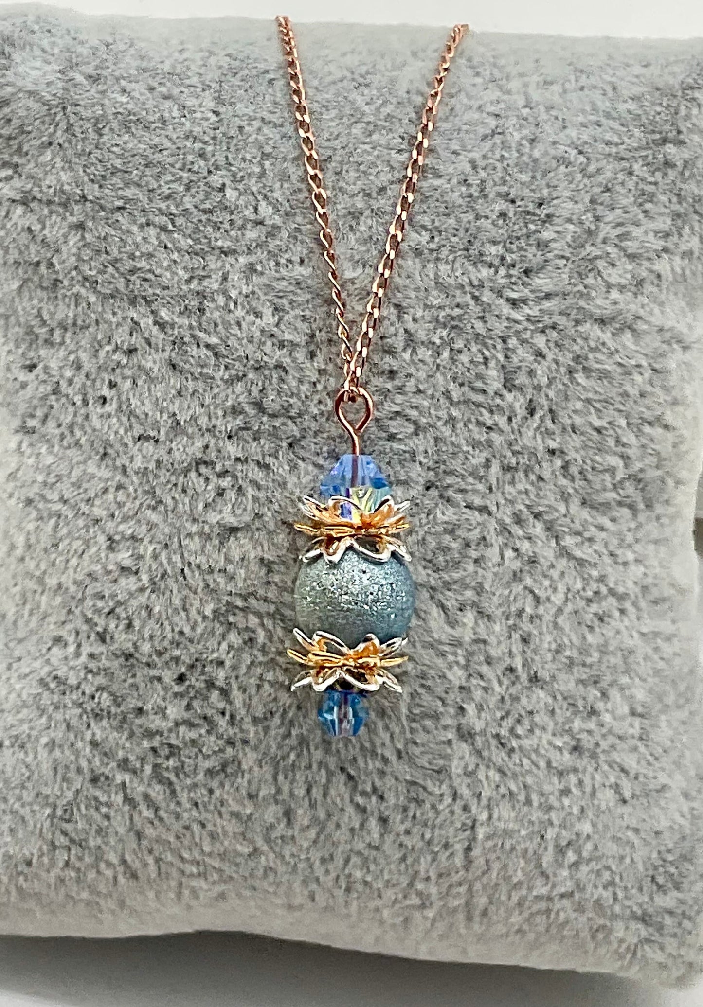 Pick - A - Pineapple Charleston Style Powder Blue Necklace Jewelry