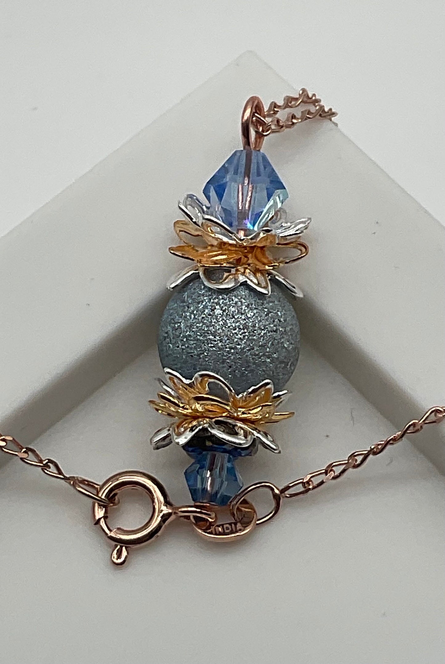 Pick - A - Pineapple Charleston Style Powder Blue Necklace Jewelry