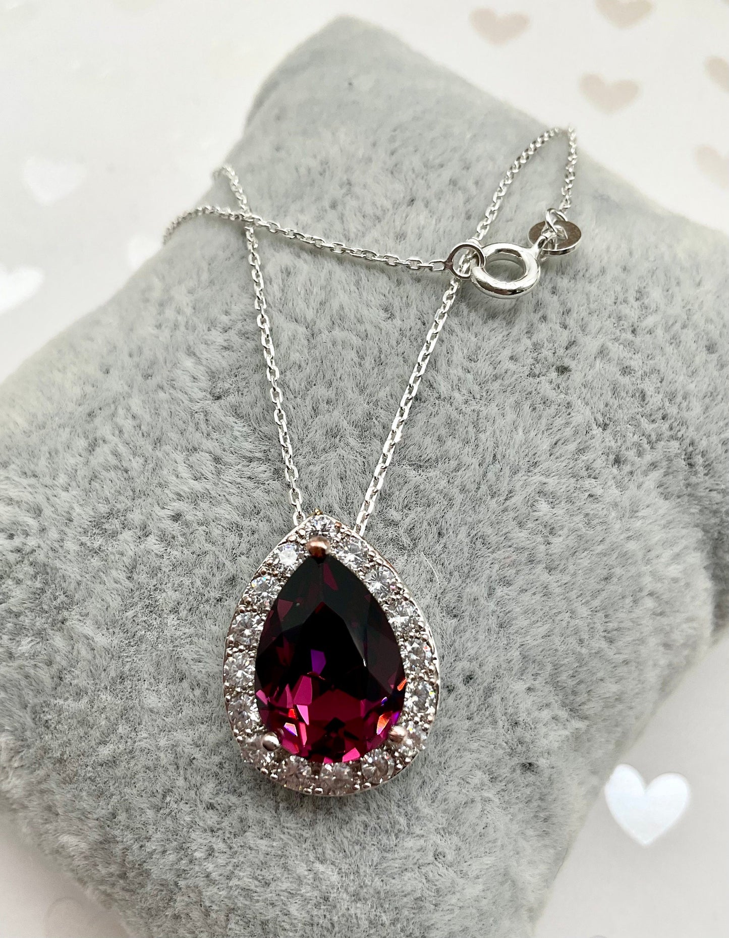 Preciosa Crystal Passions Blue Pear Shaped Pendant on a 925 Sterling Silver 18” Necklace