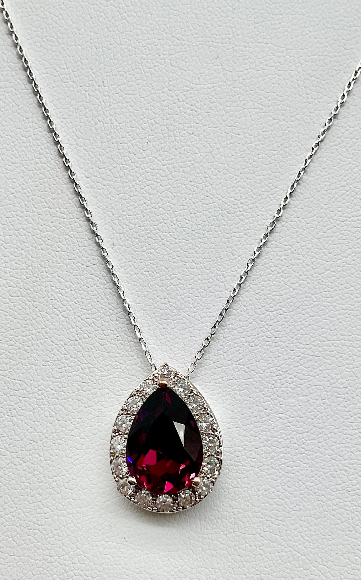 Preciosa Crystal Passions Blue Pear Shaped Pendant on a 925 Sterling Silver 18” Necklace