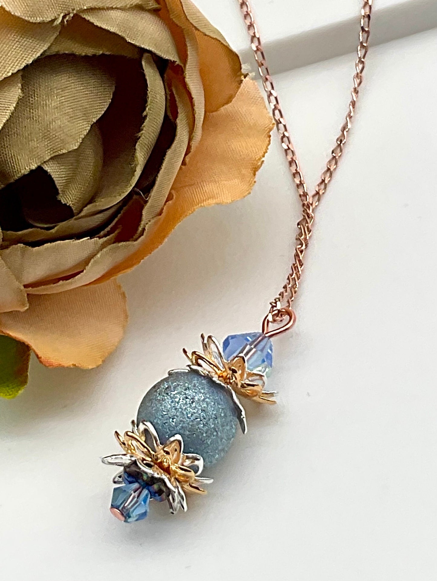 Pick - A - Pineapple Charleston Style Powder Blue Necklace Jewelry