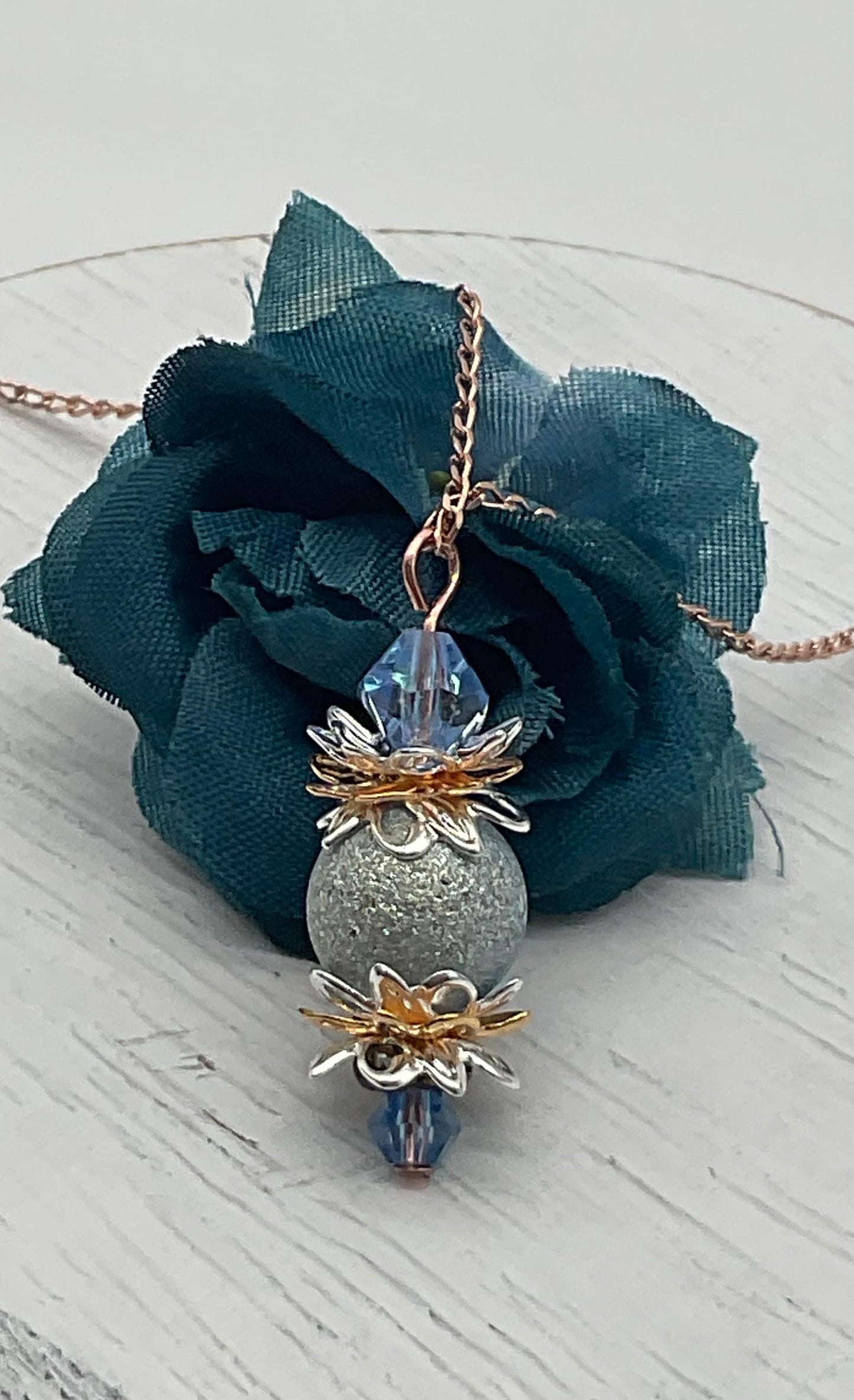 Pick - A - Pineapple Charleston Style Powder Blue Necklace Jewelry
