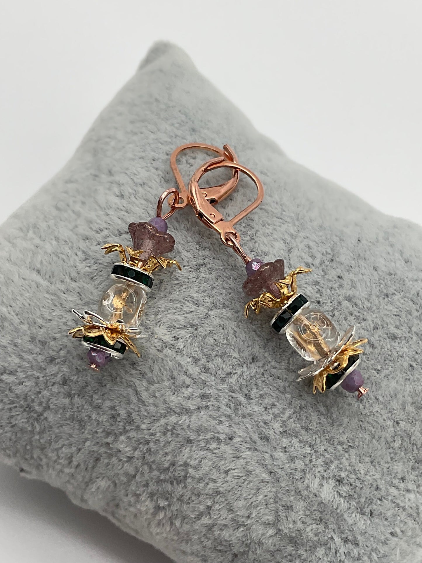 Pick - A - Pineapple Charleston Style Clear Lever Back Rose Gold Earrings - Jewelry