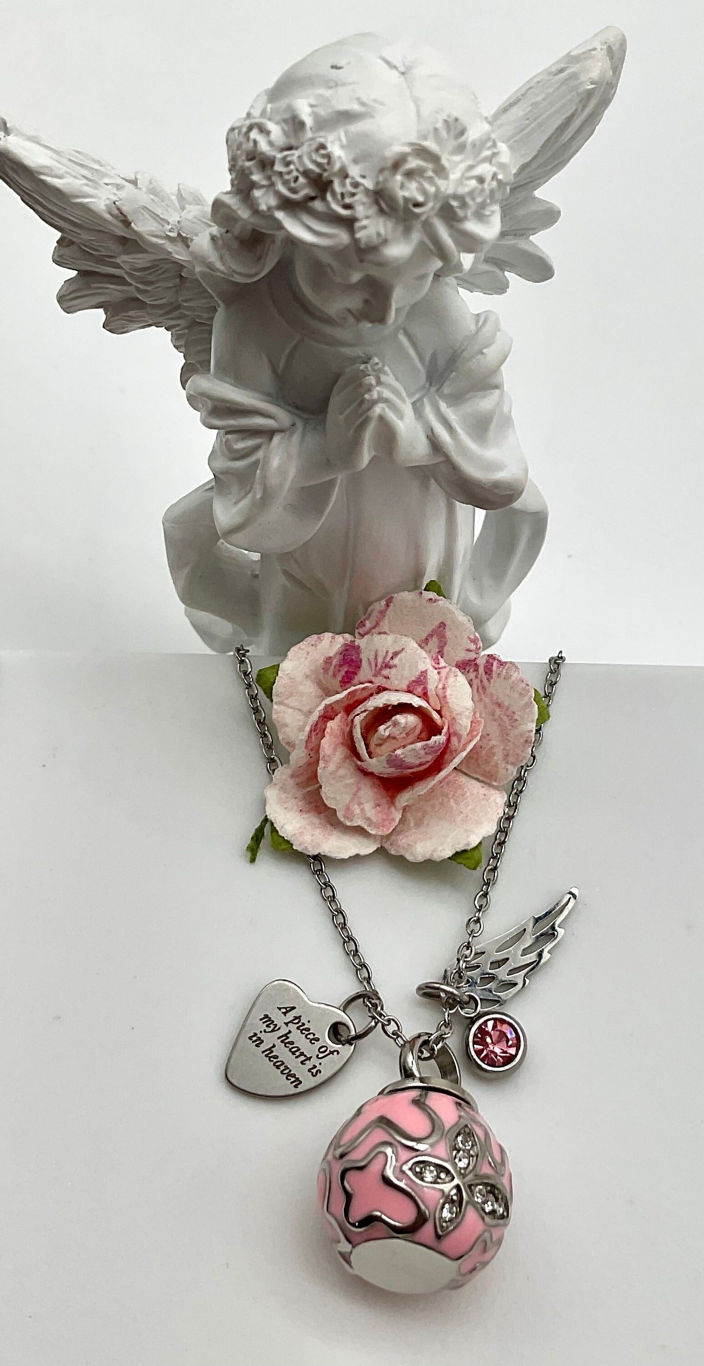 Rose Gold Ash Urn Necklace Charm Birthstone with Personalization for Male or Female Funeral Memorial