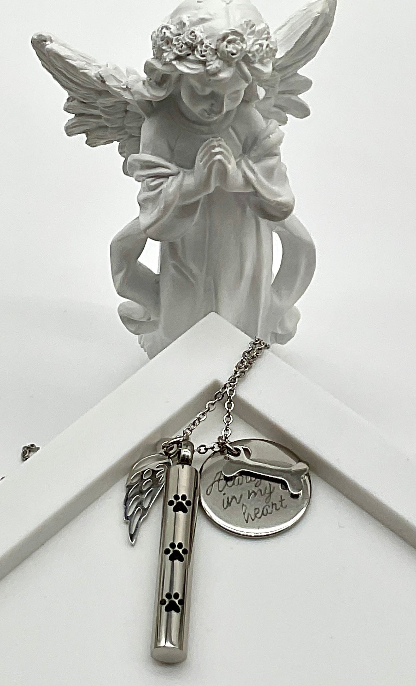Silver Ash Urn Necklace for Pet Dog - Cat Memorial Necklace Jewelry