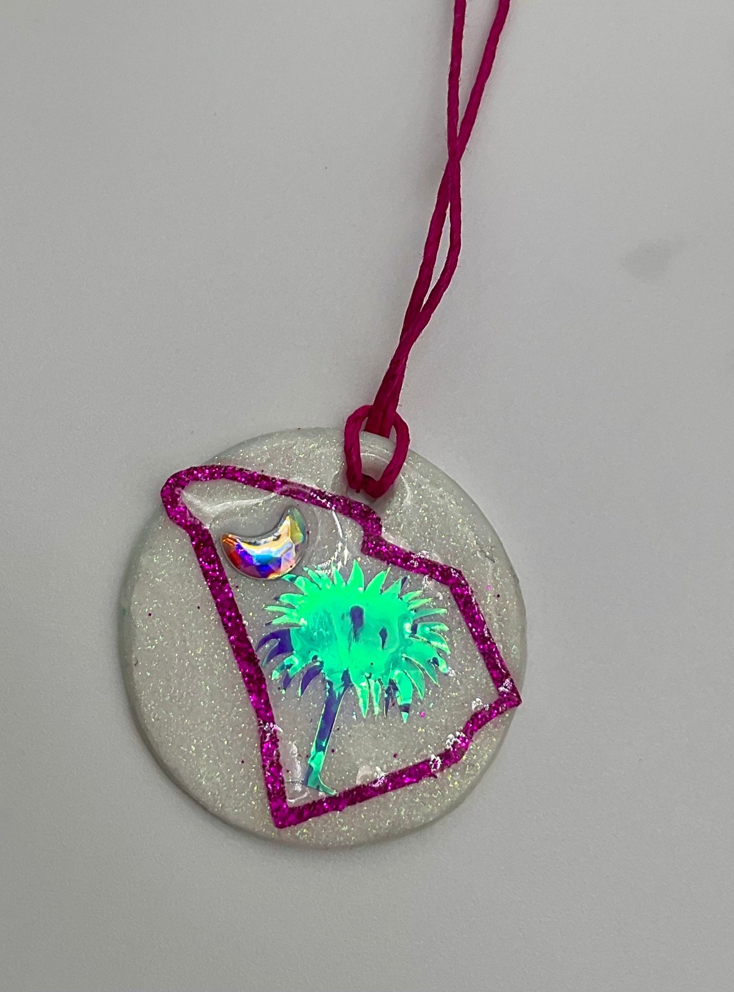 Assorted Colors Palmetto Tree Crescent Moon - South Carolina Necklace