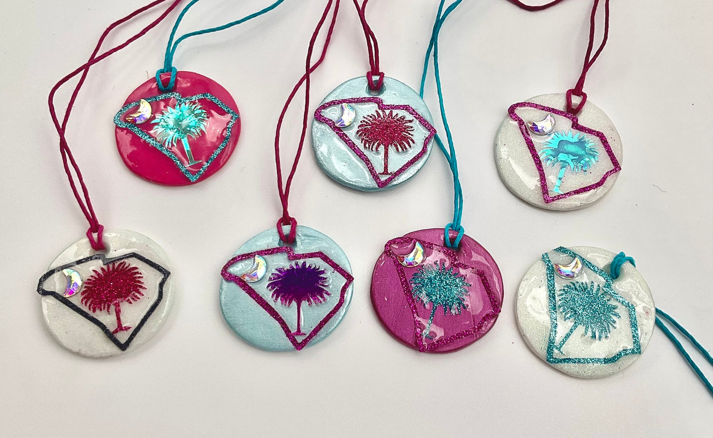 Assorted Colors Palmetto Tree Crescent Moon - South Carolina Necklace