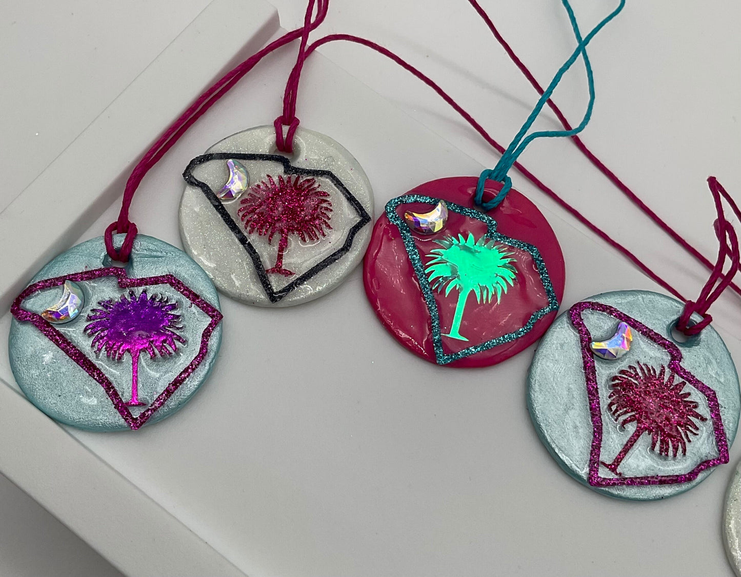 Assorted Colors Palmetto Tree Crescent Moon - South Carolina Necklace