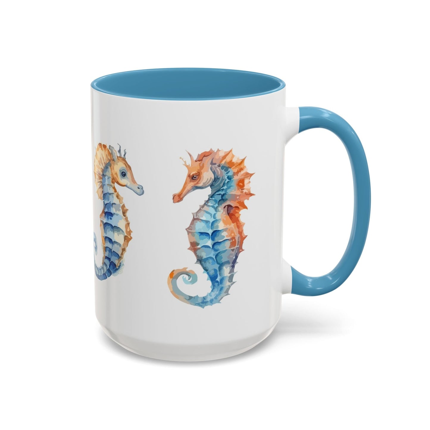 Accent Coffee Mug (11, 15oz) - Sea Horse Ceramic Cup - Mug