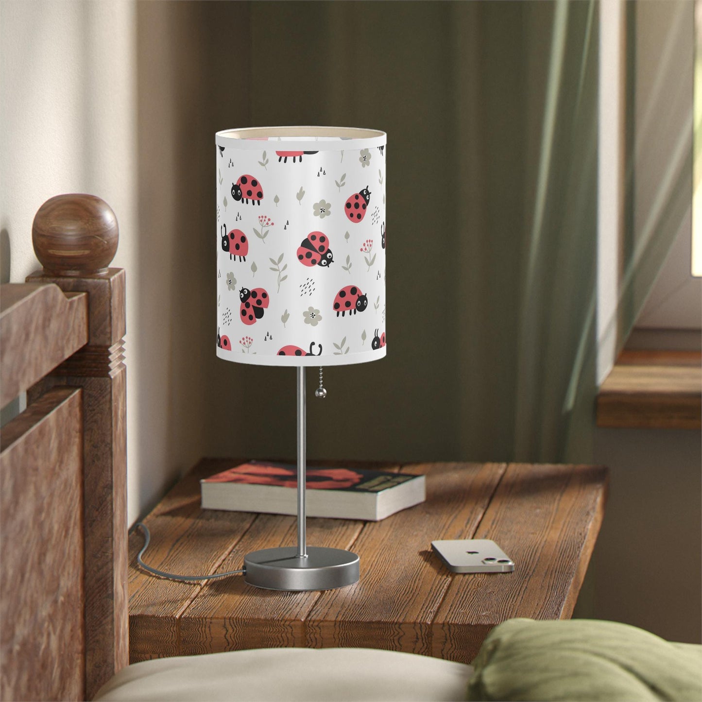 Lamp on a Stand, US|CA plug - Ladybug Girls Bed Lamp