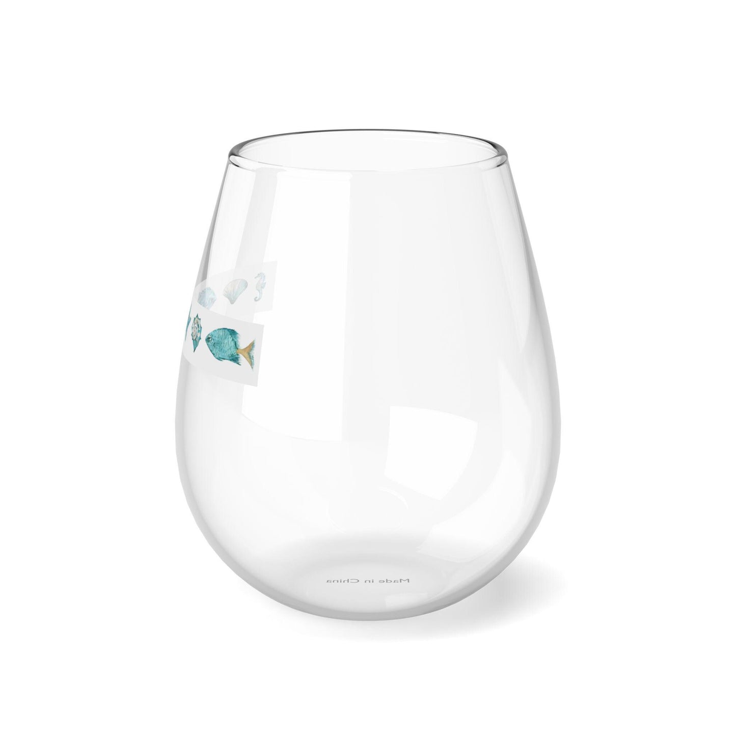 Stemless Wine Glass, 11.75oz - Ocean Beach Theme