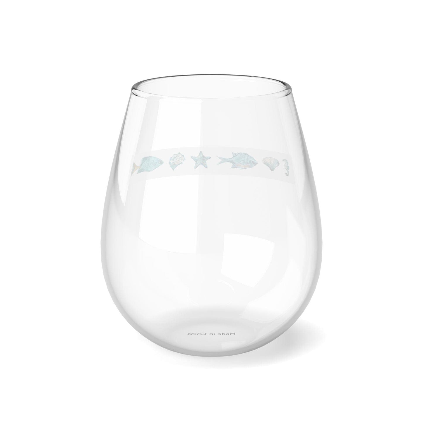 Stemless Wine Glass, 11.75oz - Ocean Beach Theme