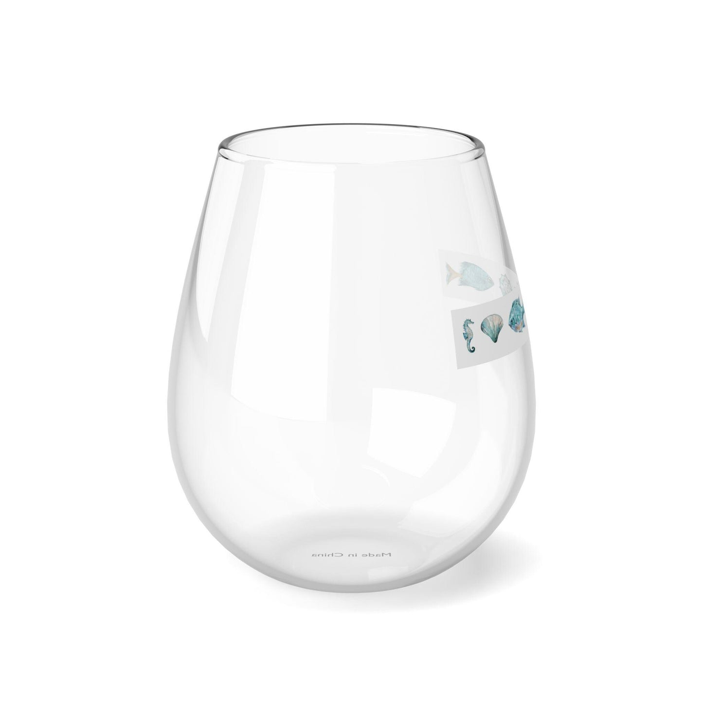 Stemless Wine Glass, 11.75oz - Ocean Beach Theme