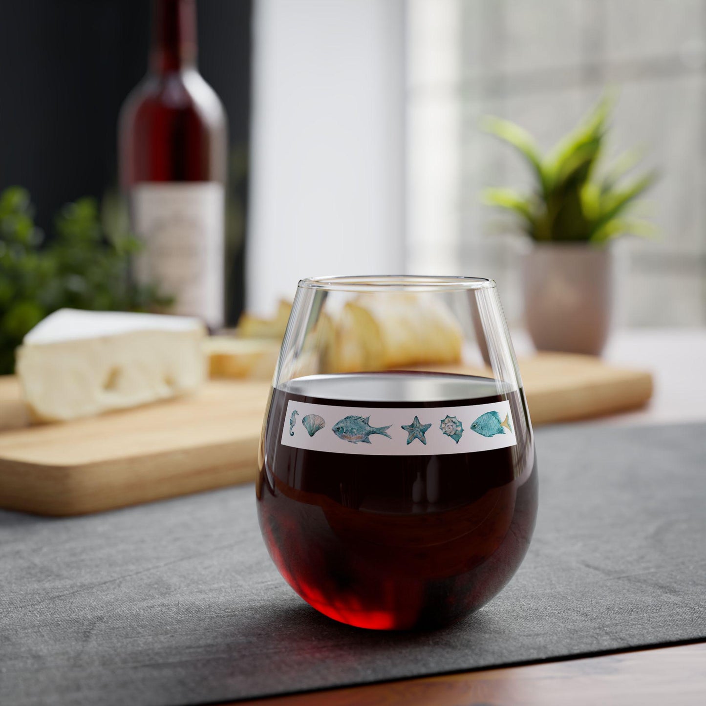 Stemless Wine Glass, 11.75oz - Ocean Beach Theme