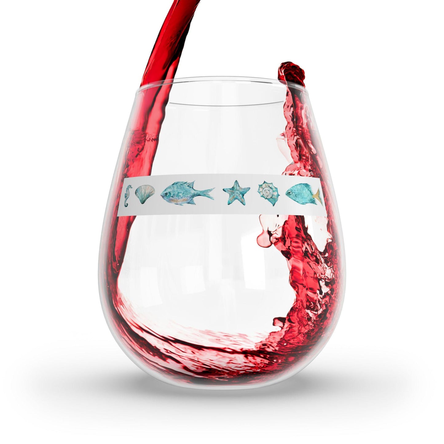 Stemless Wine Glass, 11.75oz - Ocean Beach Theme