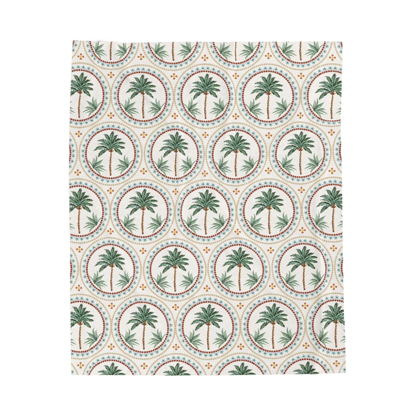 Velveteen Plush Blanket - Palm Tree Tan Throw