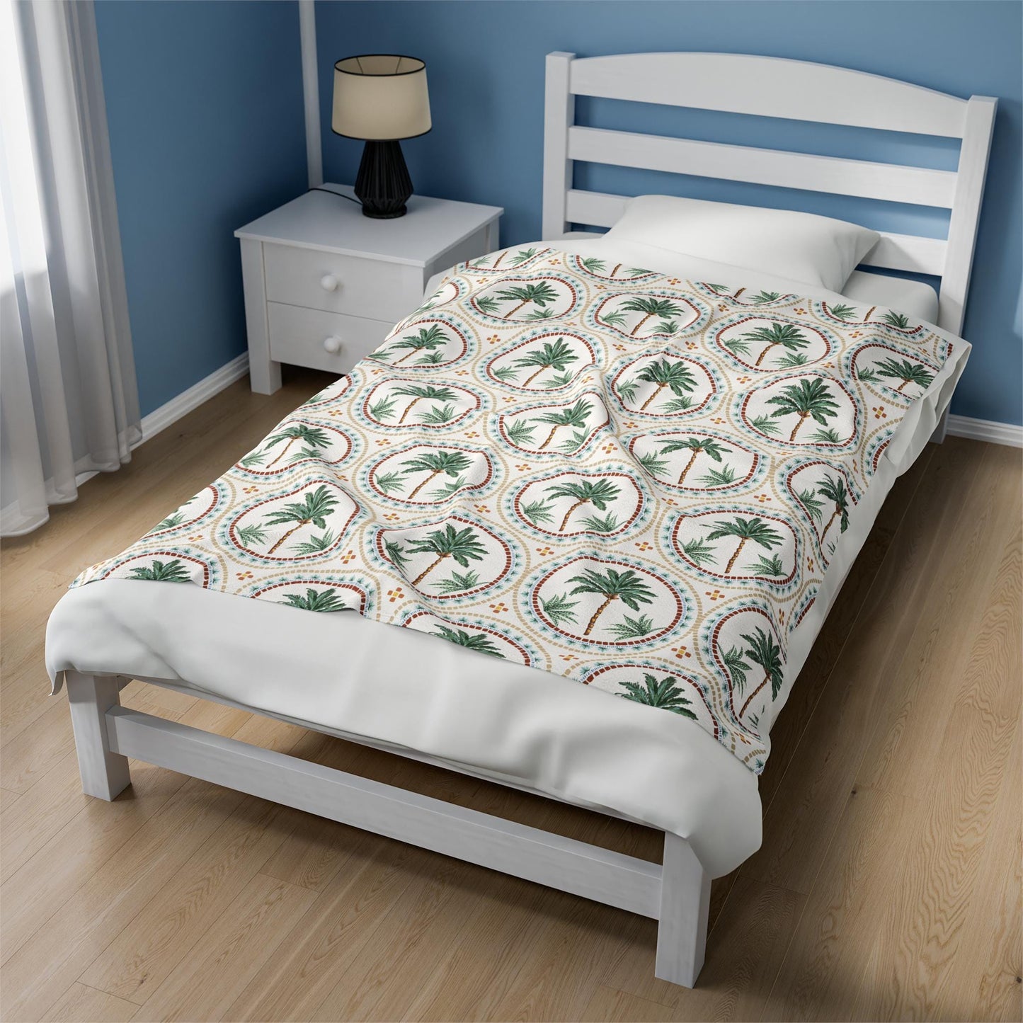 Velveteen Plush Blanket - Palm Tree Tan Throw