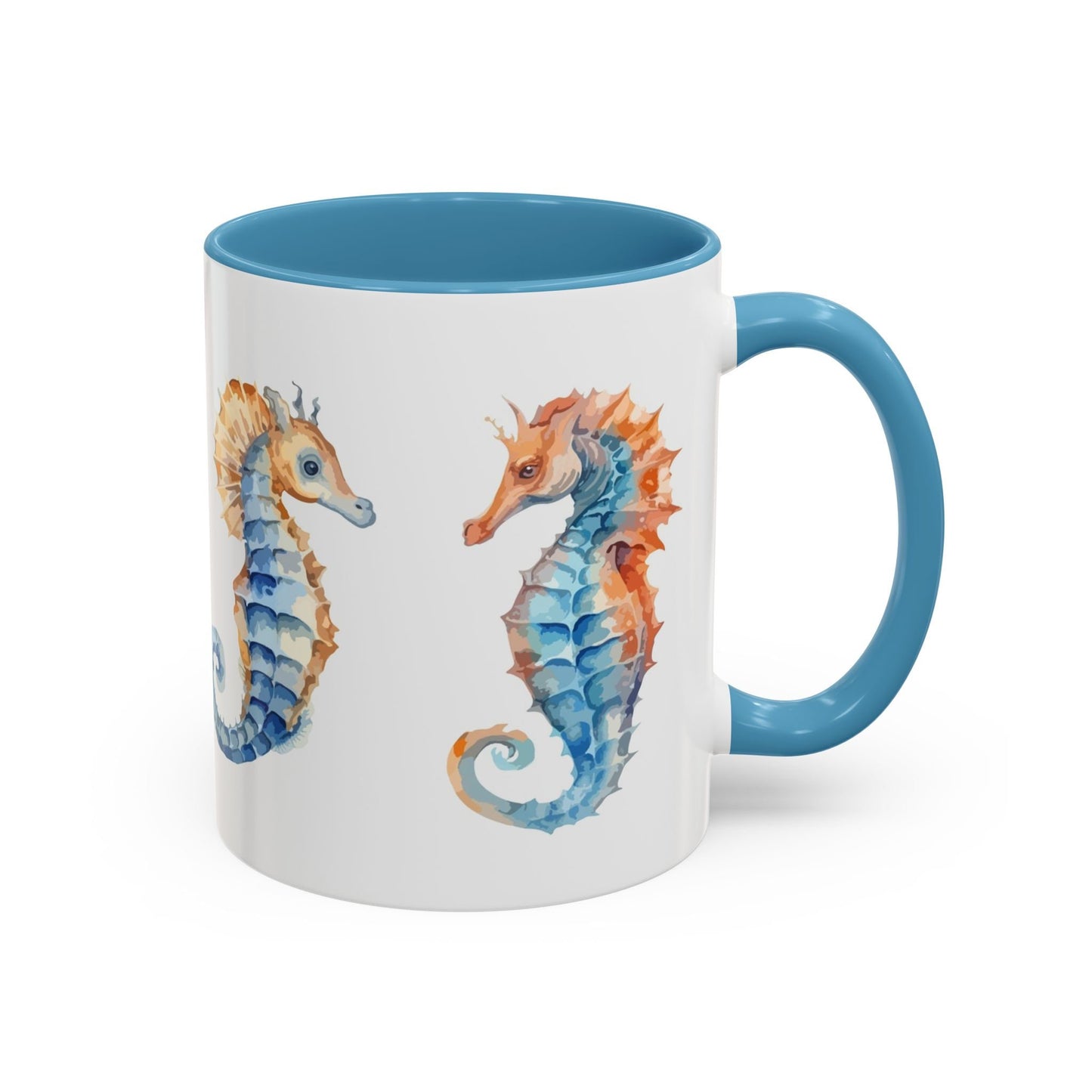Accent Coffee Mug (11, 15oz) - Sea Horse Ceramic Cup - Mug