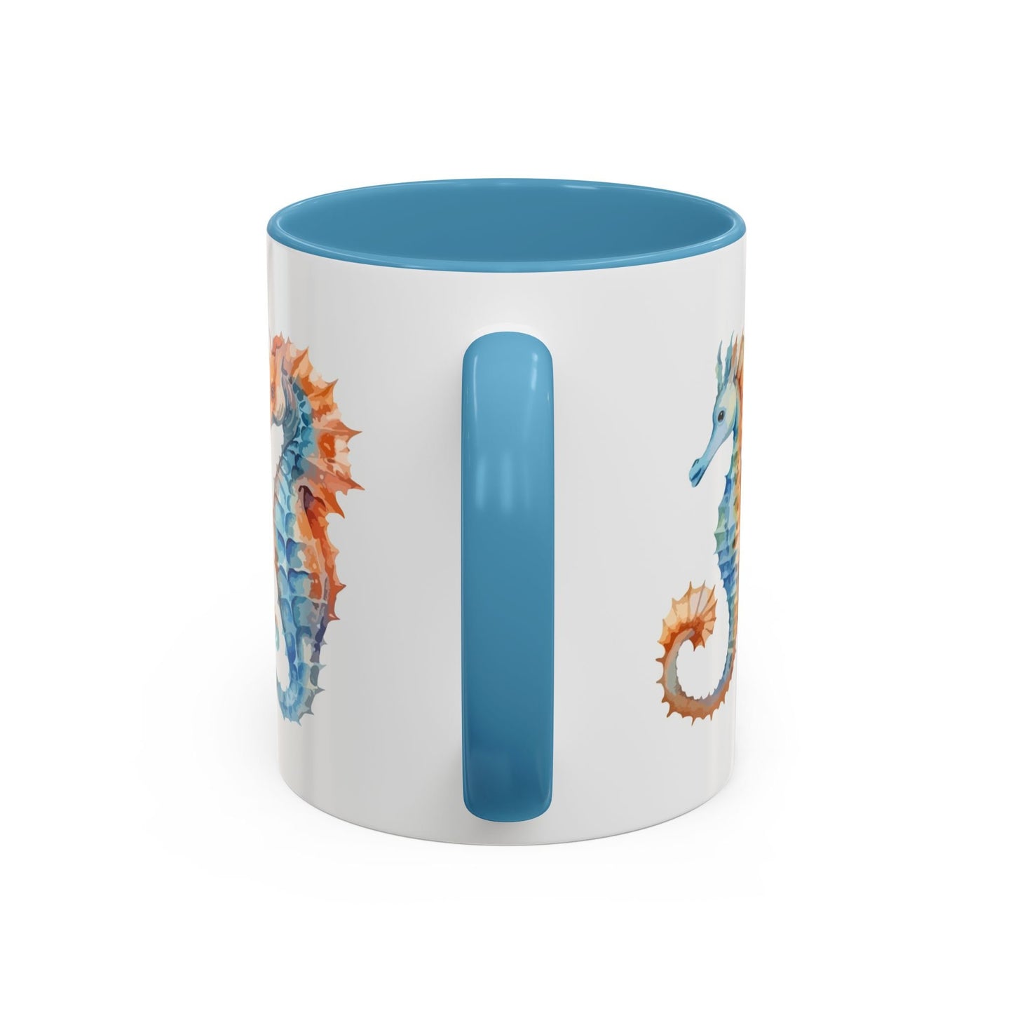 Accent Coffee Mug (11, 15oz) - Sea Horse Ceramic Cup - Mug