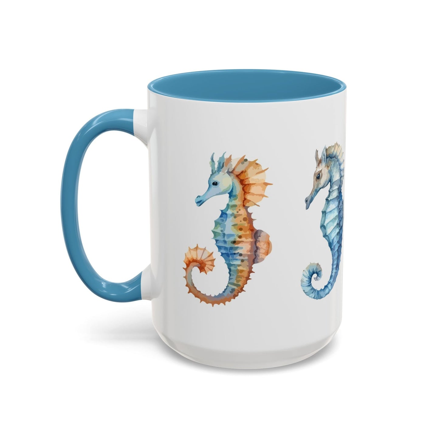 Accent Coffee Mug (11, 15oz) - Sea Horse Ceramic Cup - Mug