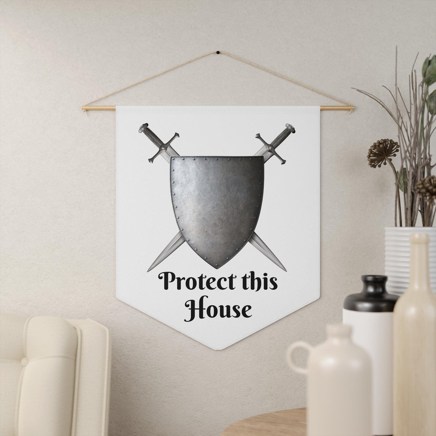 Pennant - Home Decor - Protect this House - Personalize Last Name