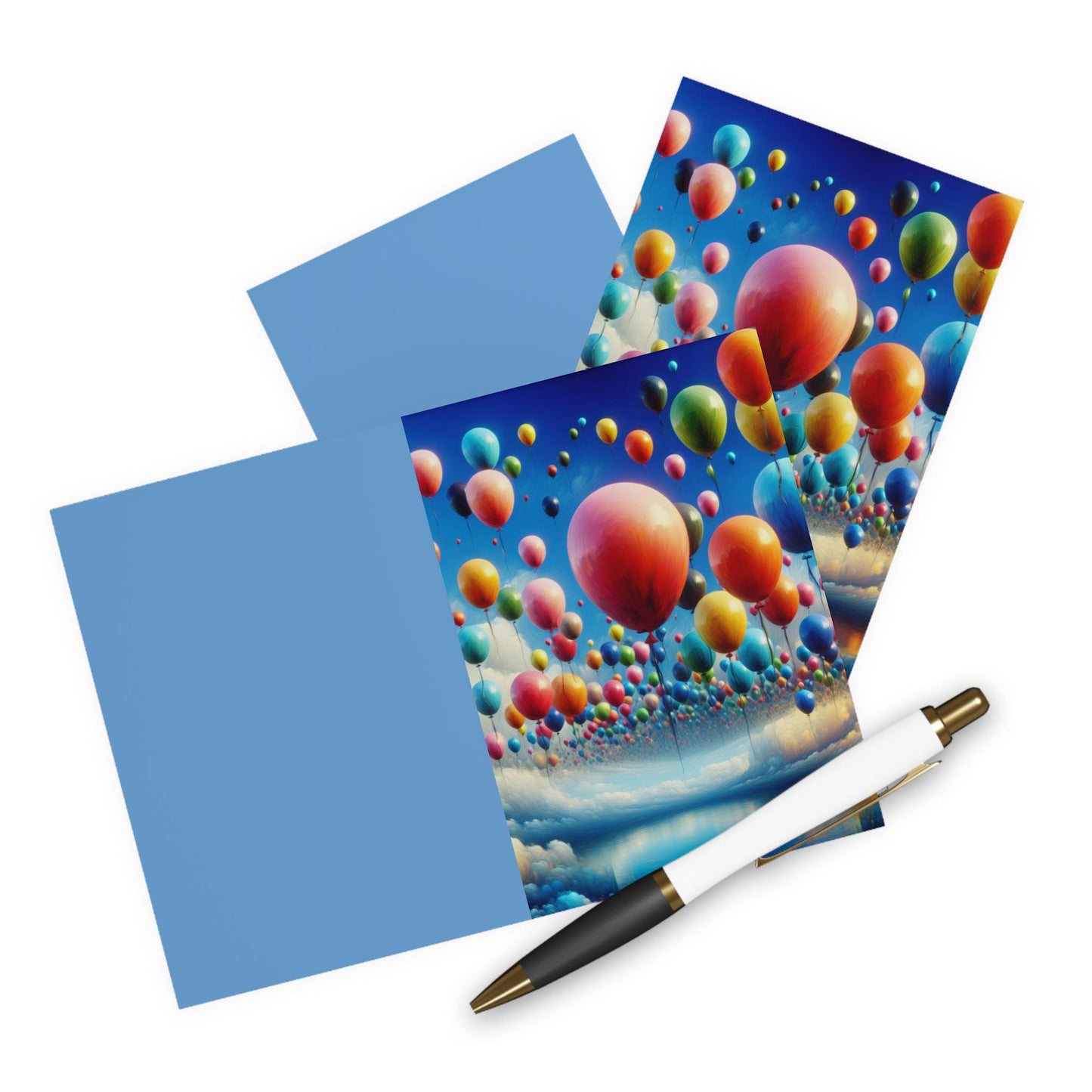 Birthday Card 5 Pack, Greeting Cards Set with Balloons, Celebration Stationery, Gift for Her, Party Supplies