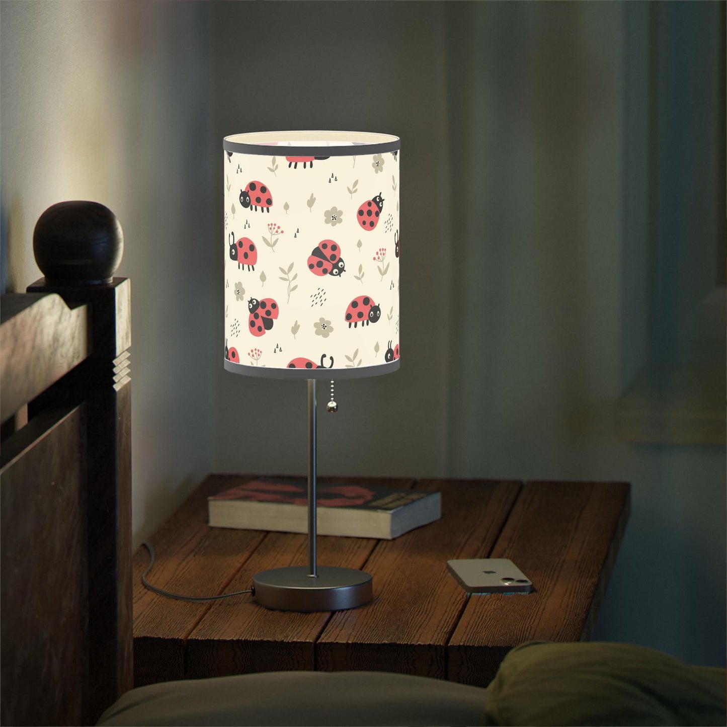 Lamp on a Stand, US|CA plug - Ladybug Girls Bed Lamp