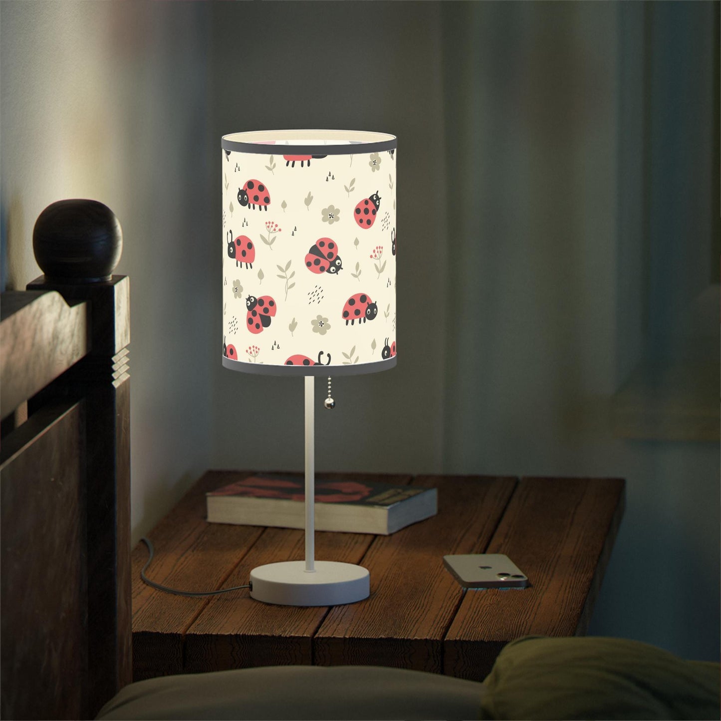 Lamp on a Stand, US|CA plug - Ladybug Girls Bed Lamp
