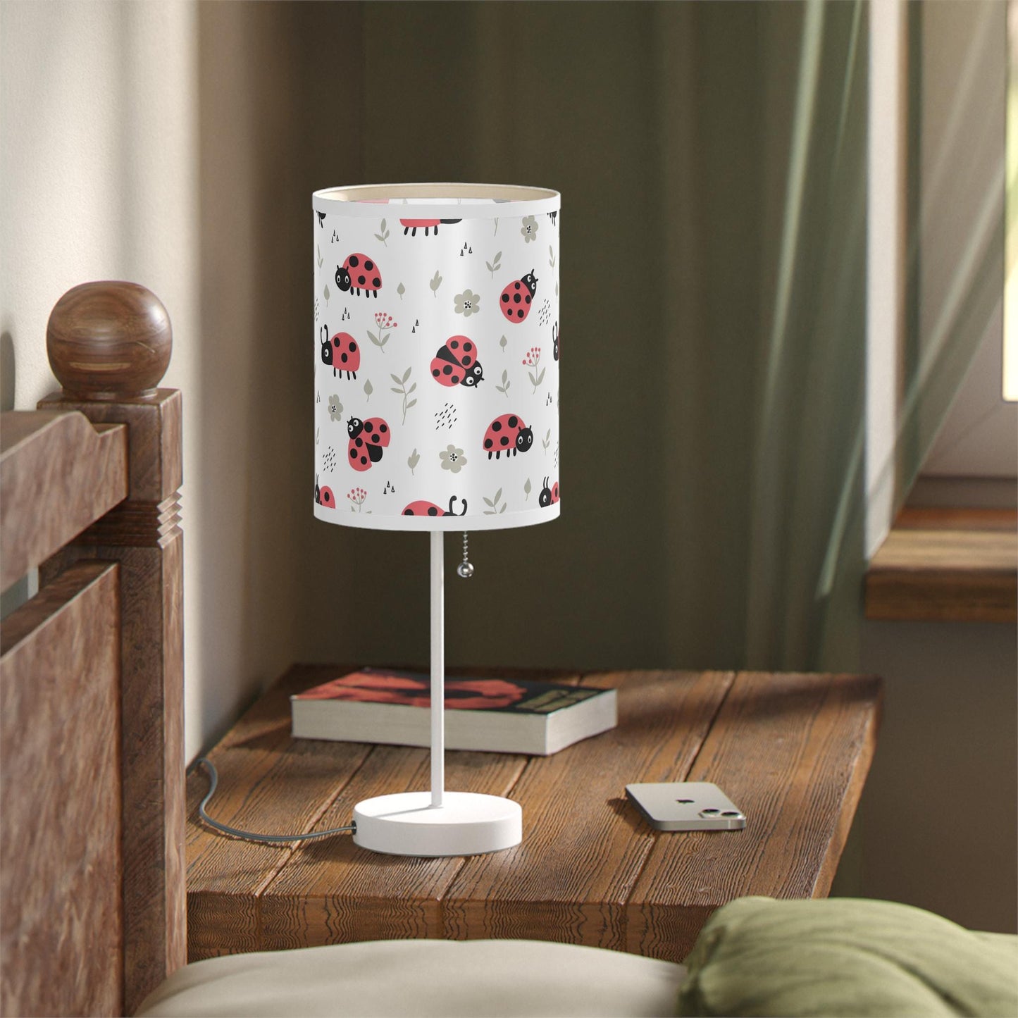 Lamp on a Stand, US|CA plug - Ladybug Girls Bed Lamp
