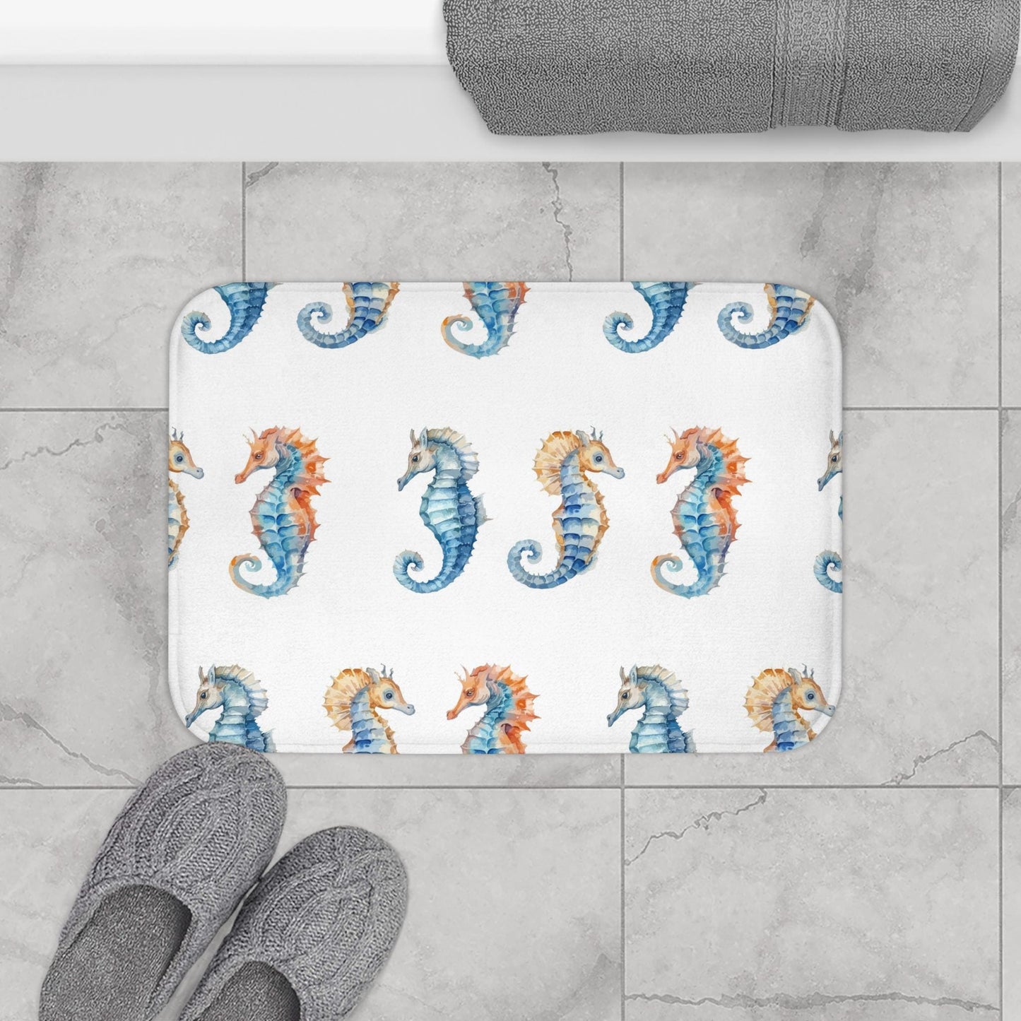 Bath Mat Seahorse Ocean Theme