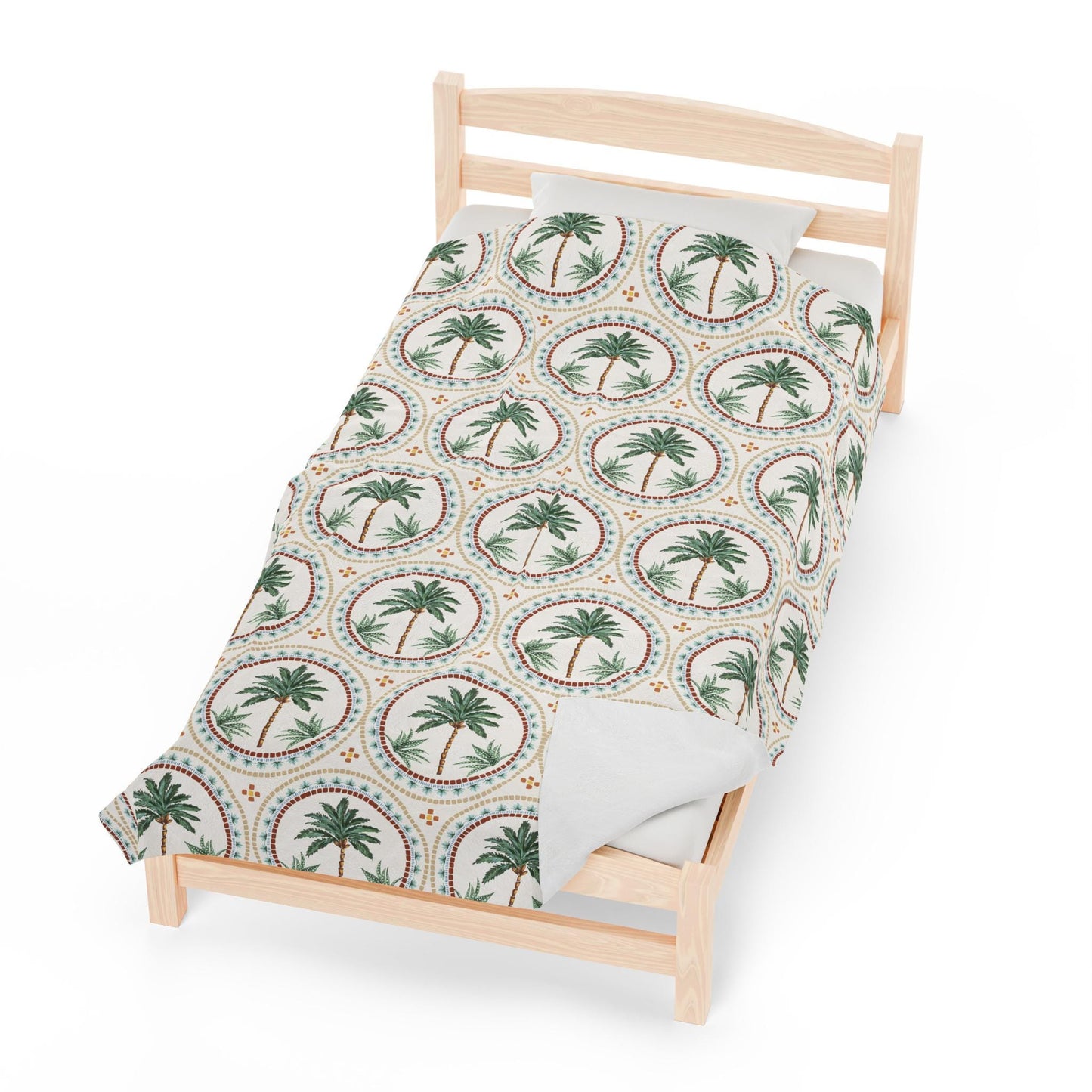 Velveteen Plush Blanket - Palm Tree Tan Throw