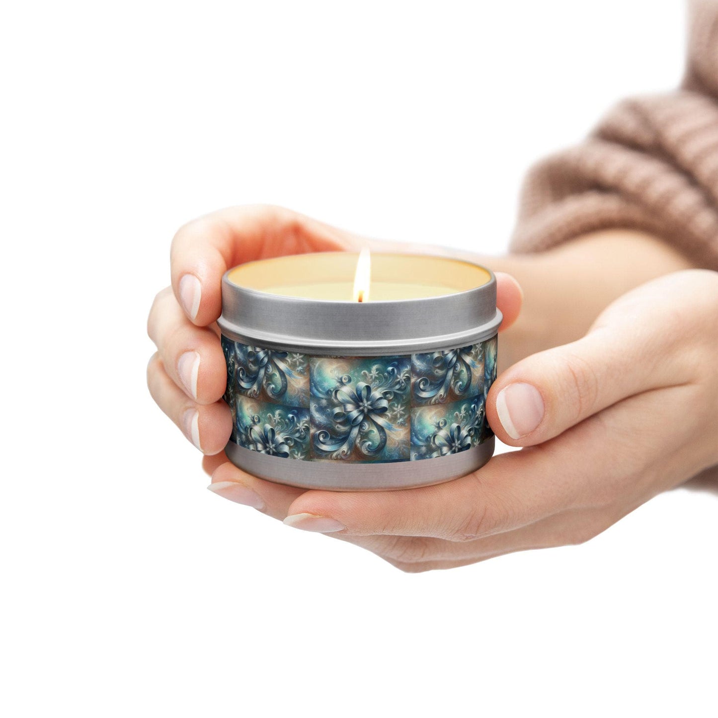 Tin Candles - Ribbon Christmas Candle
