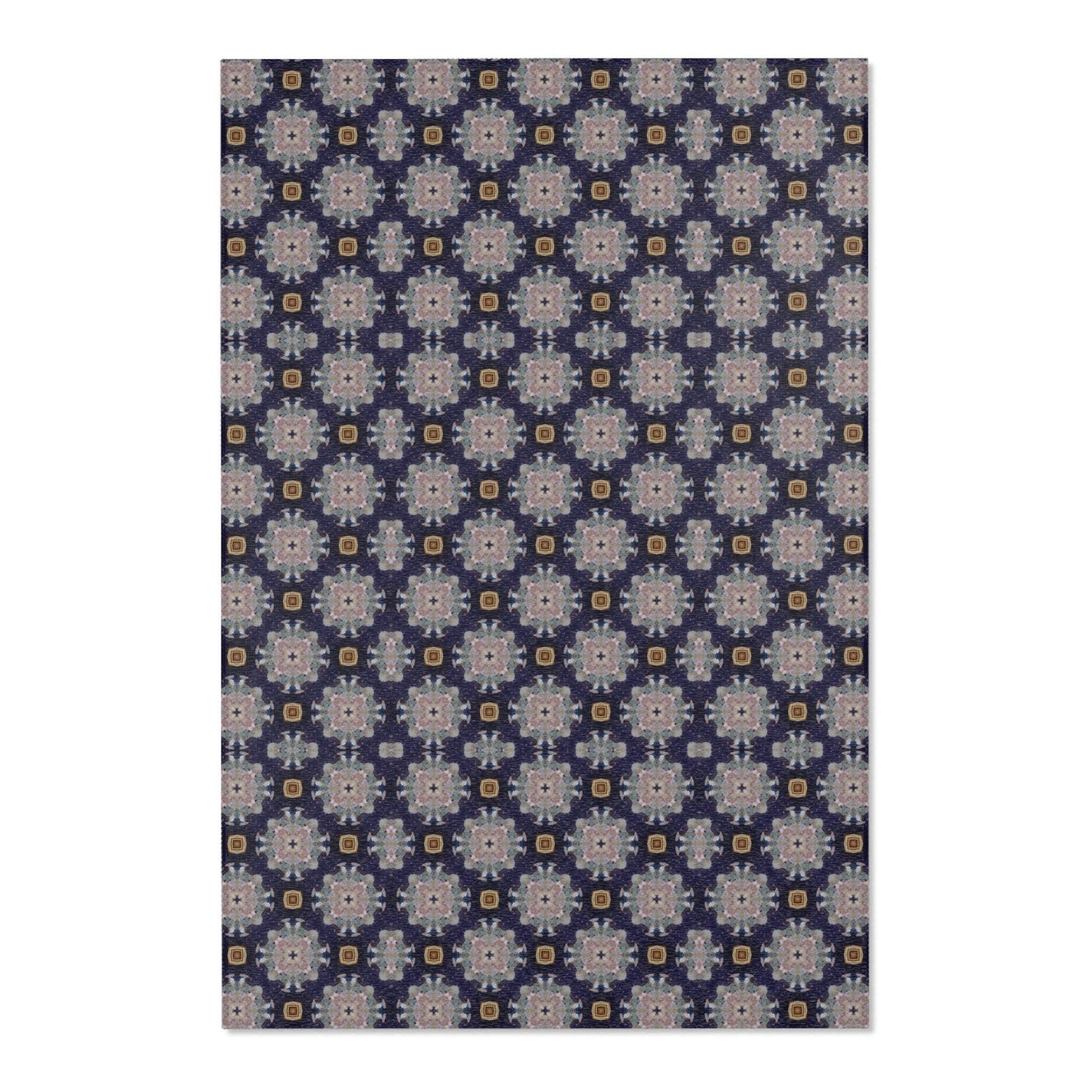 Map Pattern Area Rug Blue