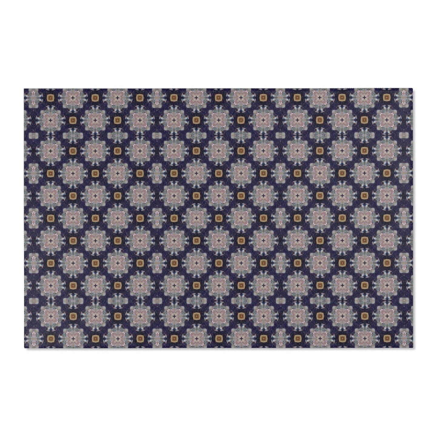 Map Pattern Area Rug Blue