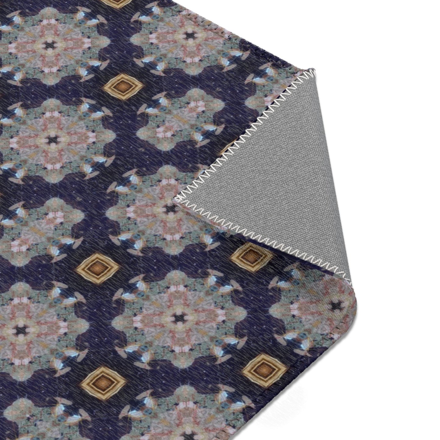 Map Pattern Area Rug Blue