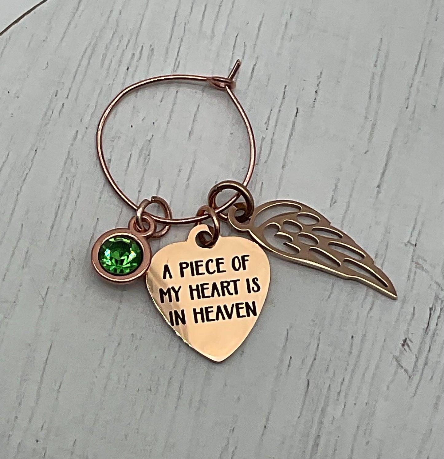 White Memorial Cremation Funeral Ash Urn with Charm Genuine Crystal Top , Birthstone and Angel Wing, and Personalized Heart Charm