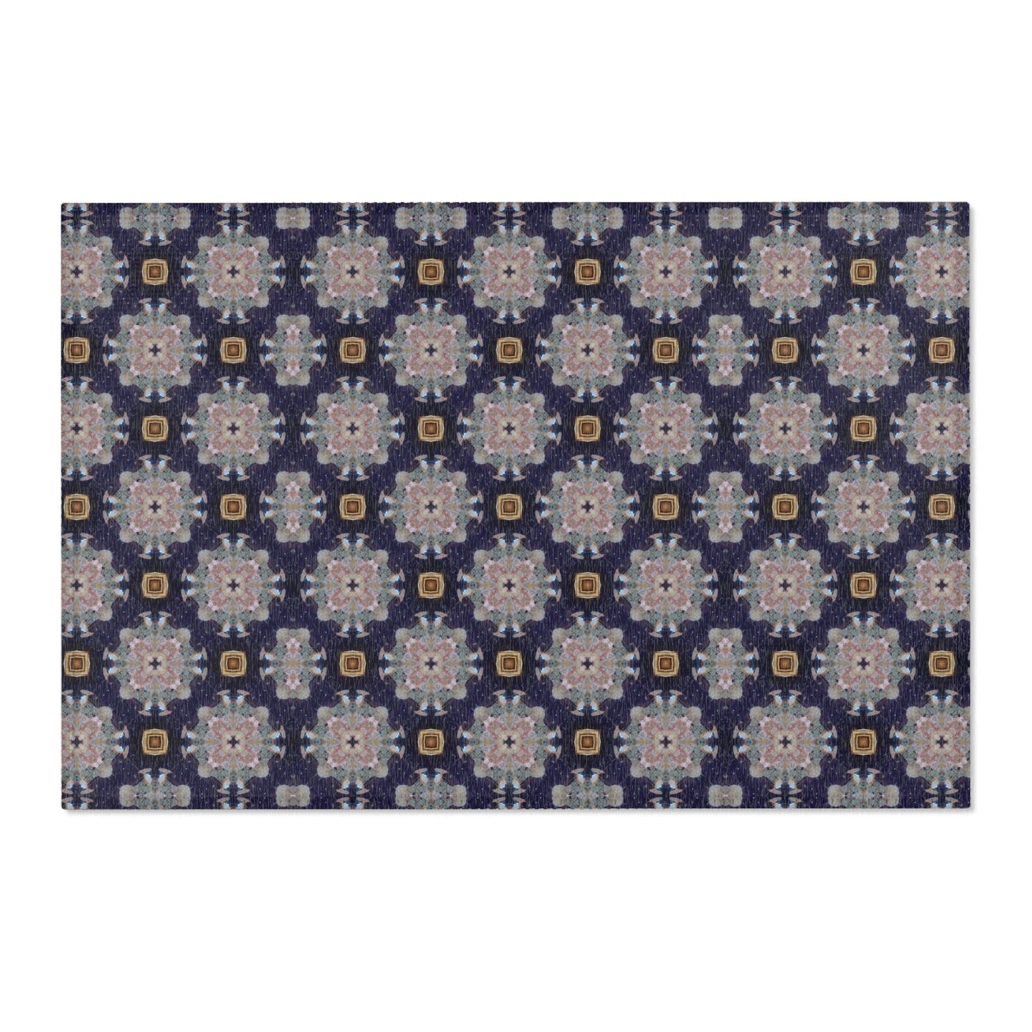 Map Pattern Area Rug Blue
