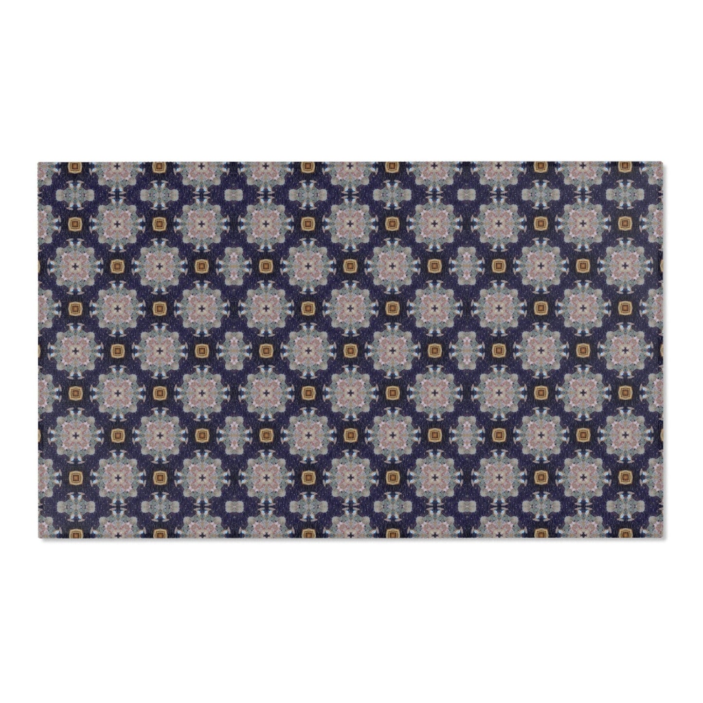 Map Pattern Area Rug Blue
